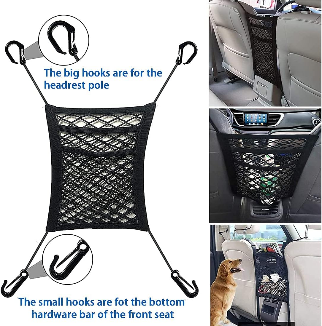 3-Layer Stretch Car Mesh Organizer, Car Seat Net, Dog Net for Barrier