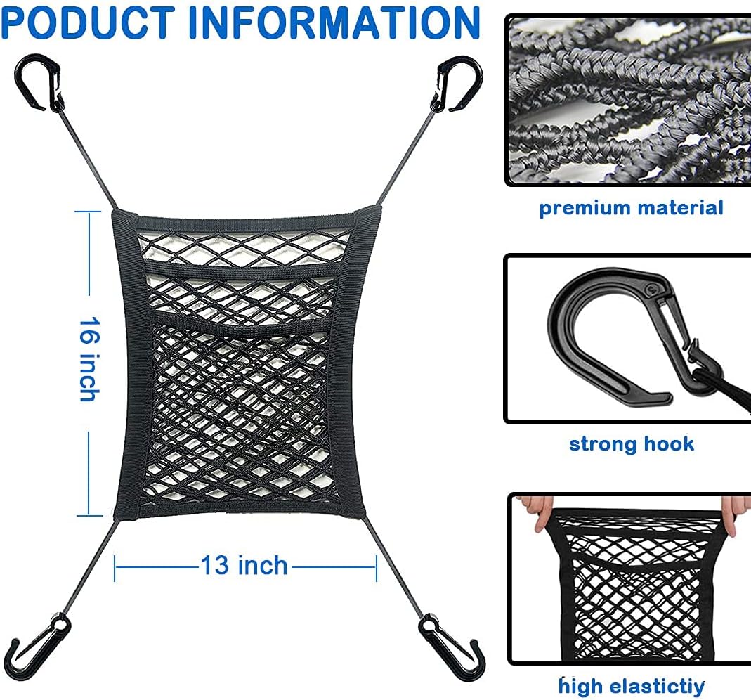 3-Layer Stretch Car Mesh Organizer, Car Seat Net, Dog Net for Barrier