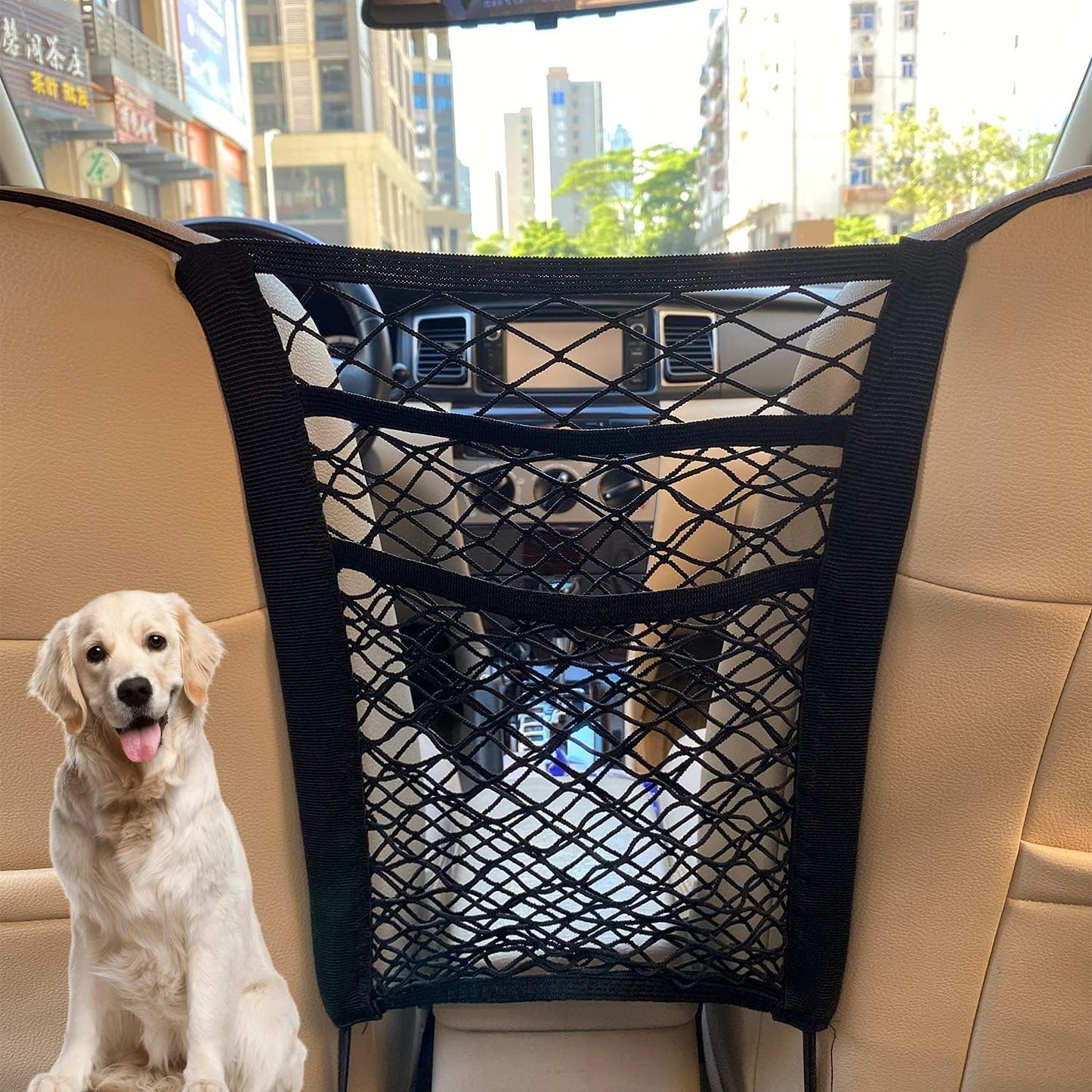 3-Layer Stretch Car Mesh Organizer, Car Seat Net, Dog Net for Barrier